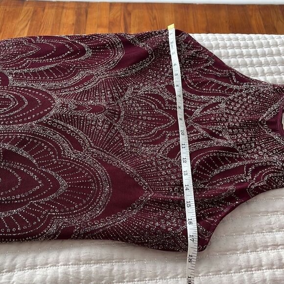 Jump Apparel Dress Juniors XL Burgundy Glitter Open Back - Picture 7 of 8